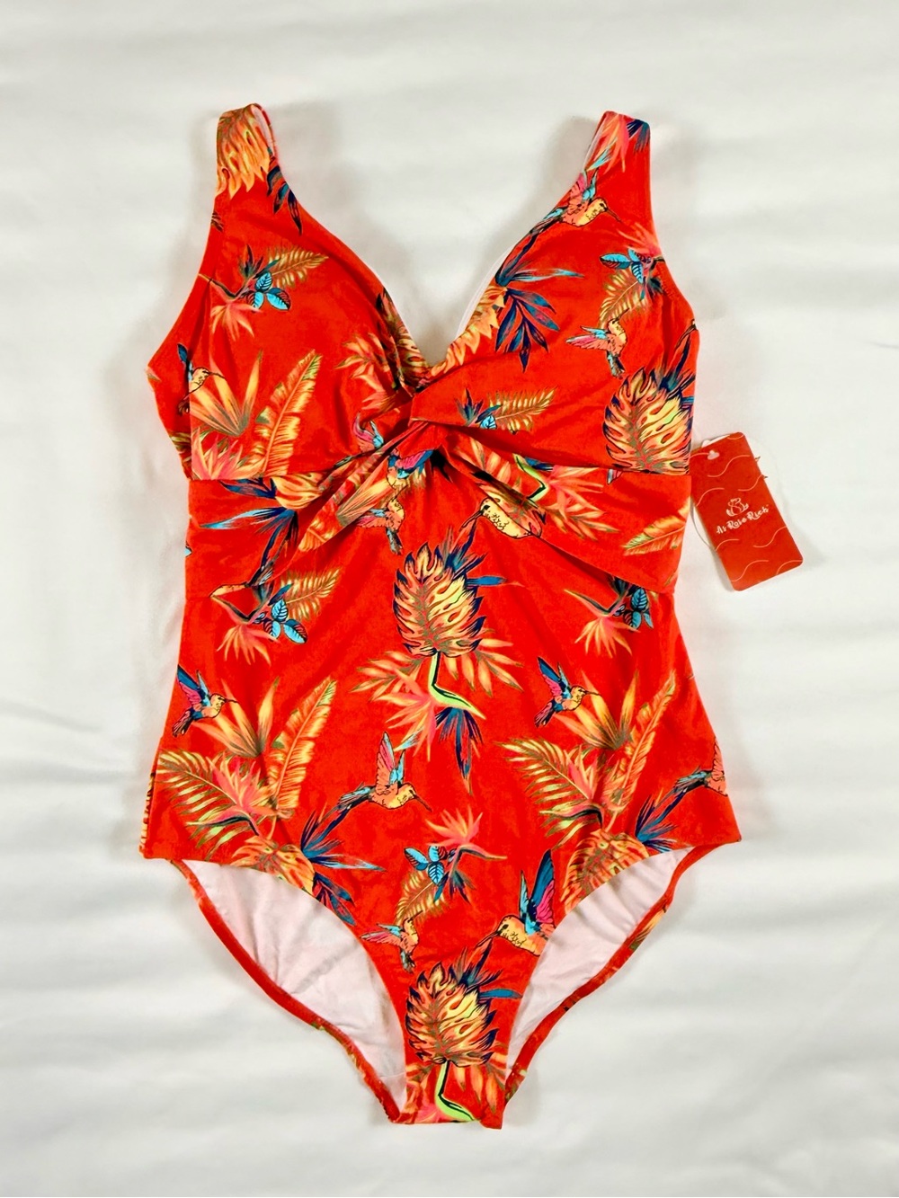 Tropical Twist-Front Red One-Piece Swimsuit - Women